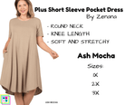 PLUS Short Sleeve Pocket Dress - Ash Mocha-Short Sleeve Dress-Stay Foxy Boutique, Florissant, Missouri