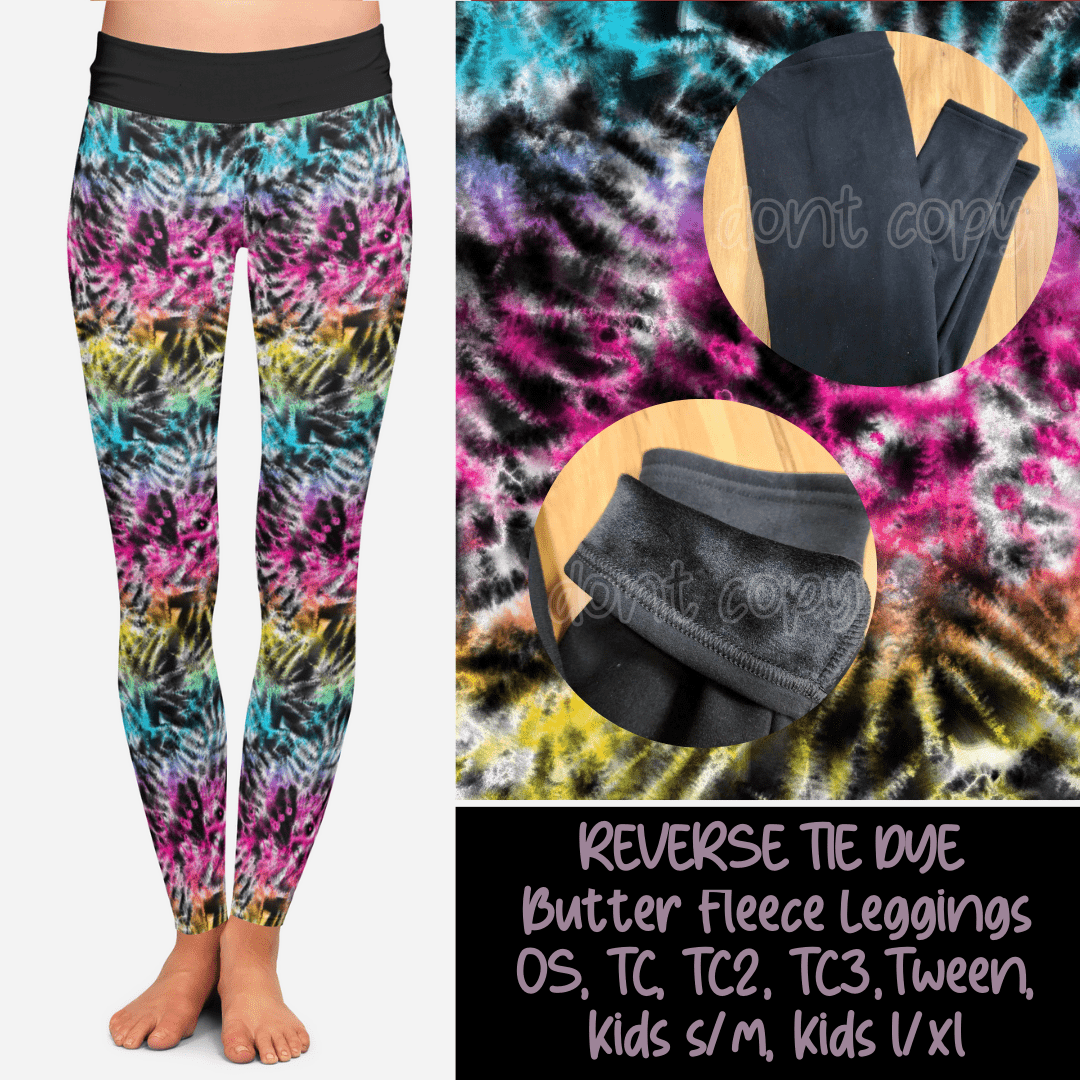 REVERSE TIE DYE - BUTTER FLEECE LINED LEGGINGS-Leggings-Stay Foxy Boutique, Florissant, Missouri