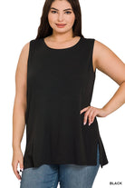 PLUS Sleeveless Round Neck Top - Black-Tank Top-Stay Foxy Boutique, Florissant, Missouri