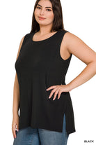 PLUS Sleeveless Round Neck Top - Black-Tank Top-Stay Foxy Boutique, Florissant, Missouri