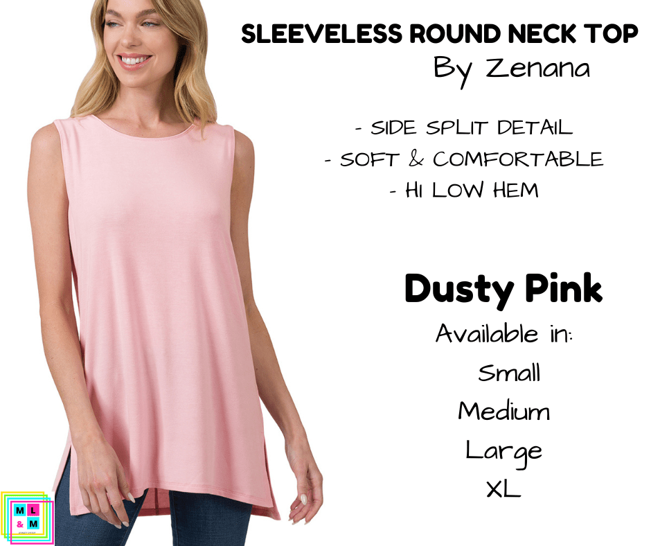 Sleeveless Round Neck Top - Dusty Pink-Tank Top-Stay Foxy Boutique, Florissant, Missouri