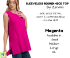 Sleeveless Round Neck Top - Magenta-Tank Top-Stay Foxy Boutique, Florissant, Missouri