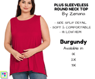 PLUS Sleeveless Round Neck Top - Burgundy-Tank Top-Stay Foxy Boutique, Florissant, Missouri