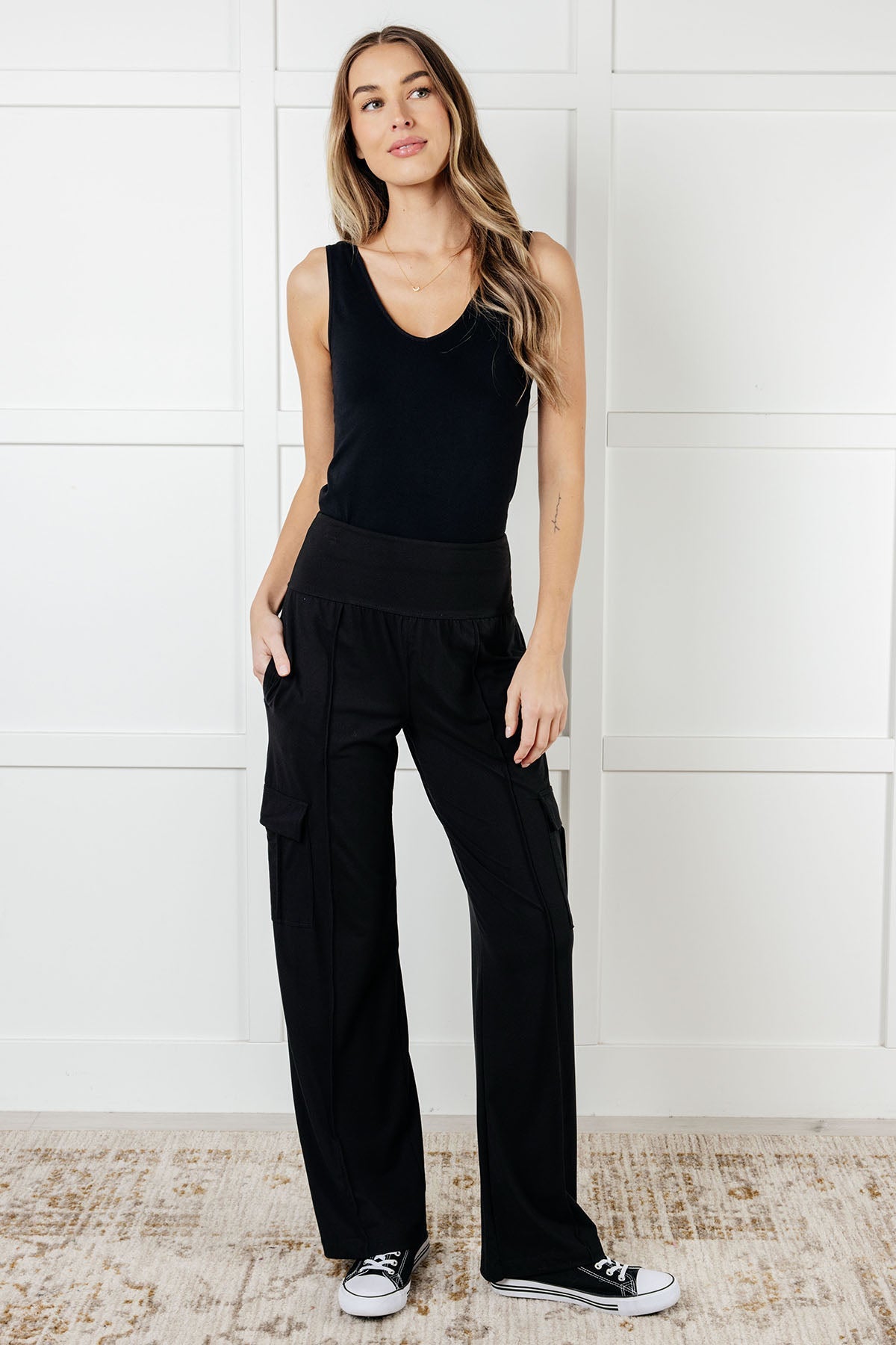 Race to Relax Cargo Pants in Black-Bottoms-Stay Foxy Boutique, Florissant, Missouri