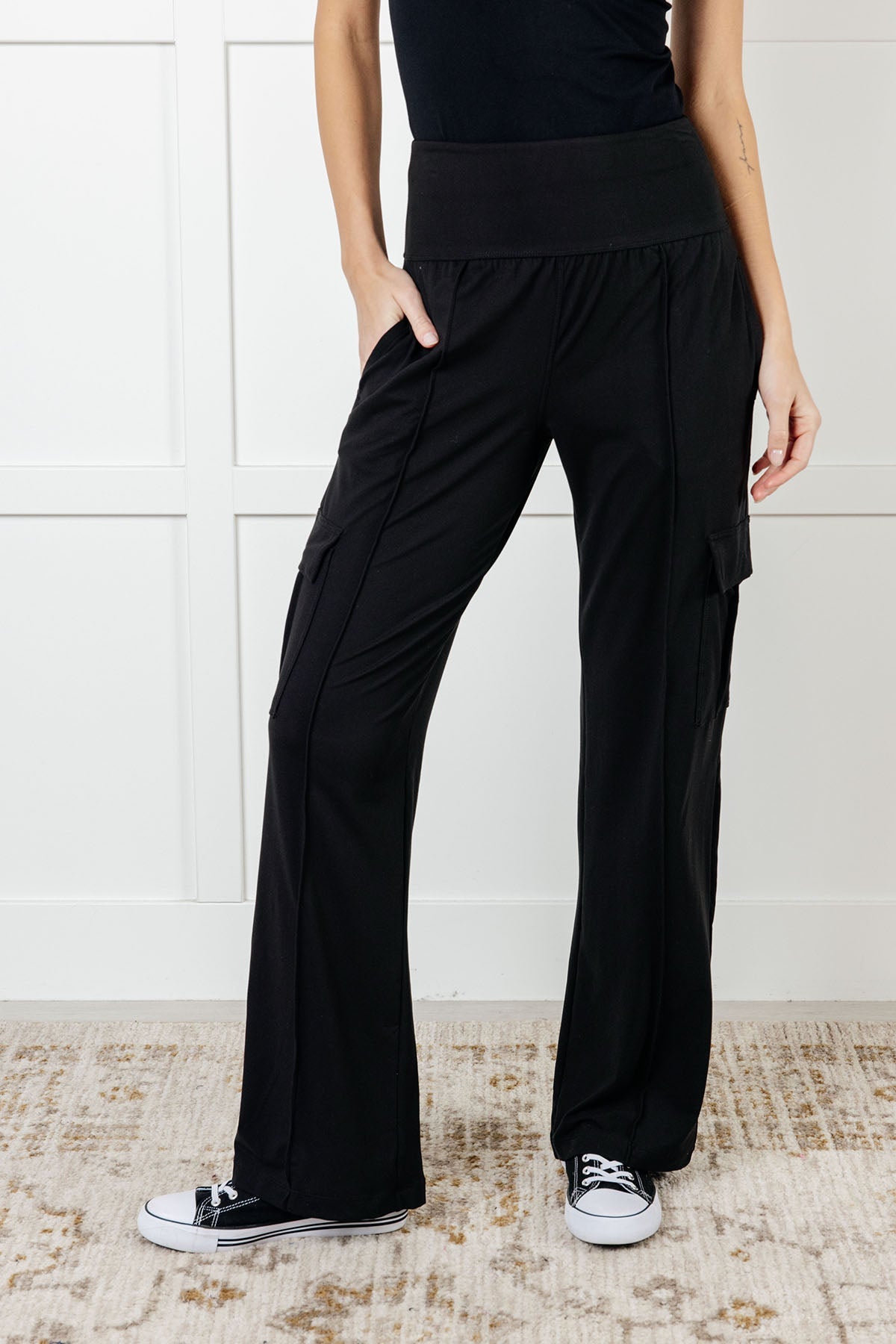 Race to Relax Cargo Pants in Black-Bottoms-Stay Foxy Boutique, Florissant, Missouri