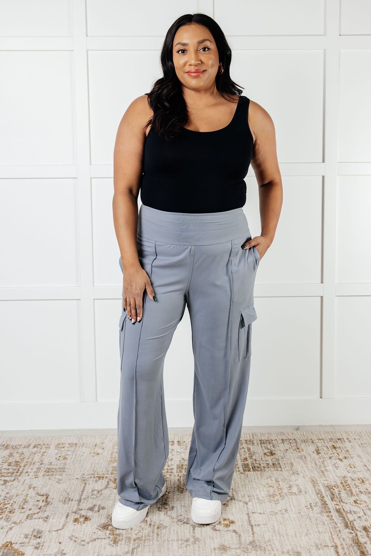 Race to Relax Cargo Pants in Rhino Grey-Bottoms-Stay Foxy Boutique, Florissant, Missouri