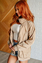 Rain, Rain Go Away Parachute Jacket in Camel-Layers-Stay Foxy Boutique, Florissant, Missouri