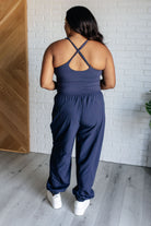 Raising Heart Rate Cut Out Jumpsuit in Navy-Athleisure-Stay Foxy Boutique, Florissant, Missouri