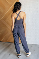 Raising Heart Rate Cutout Jumpsuit in Charcoal-Athleisure-Stay Foxy Boutique, Florissant, Missouri