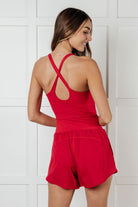 Raising Heart Rate Cutout Runsie In True Red-Athleisure-Stay Foxy Boutique, Florissant, Missouri