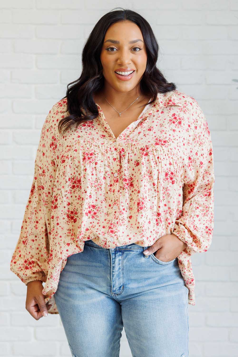 Reap What You Sow Button Down-Blouses-Stay Foxy Boutique, Florissant, Missouri