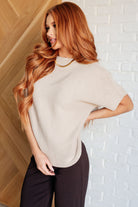 Relaxing Away Dolman Sleeve Knit Top in Taupe-Tops-Stay Foxy Boutique, Florissant, Missouri