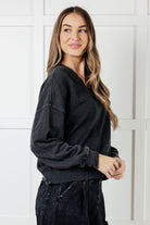Rep Ready Mineral Wash French Terry Pullover in Black-Athleisure-Stay Foxy Boutique, Florissant, Missouri