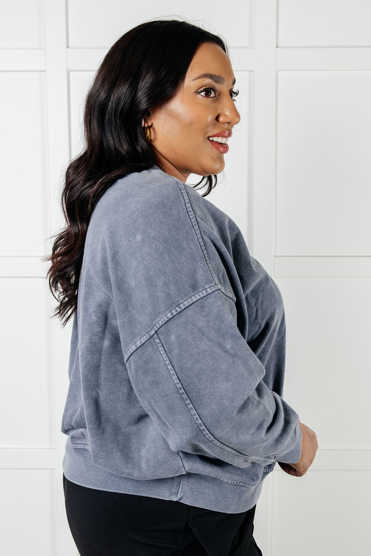 Rep Ready Mineral Wash French Terry Pullover in Blue-Athleisure-Stay Foxy Boutique, Florissant, Missouri