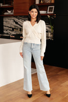 Requisite Request Surplice Crop Sweater-Tops-Stay Foxy Boutique, Florissant, Missouri
