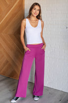 Resort Travel Wide Leg Crop Pant in Magenta-Athleisure-Stay Foxy Boutique, Florissant, Missouri