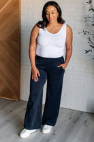 Resort Travel Wide Leg Crop Pant in Navy-Athleisure-Stay Foxy Boutique, Florissant, Missouri