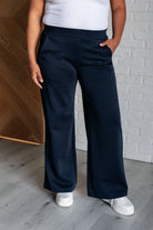 Resort Travel Wide Leg Crop Pant in Navy-Athleisure-Stay Foxy Boutique, Florissant, Missouri