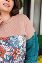 Retro and Ribbed Floral Color Block Top-Tops-Stay Foxy Boutique, Florissant, Missouri