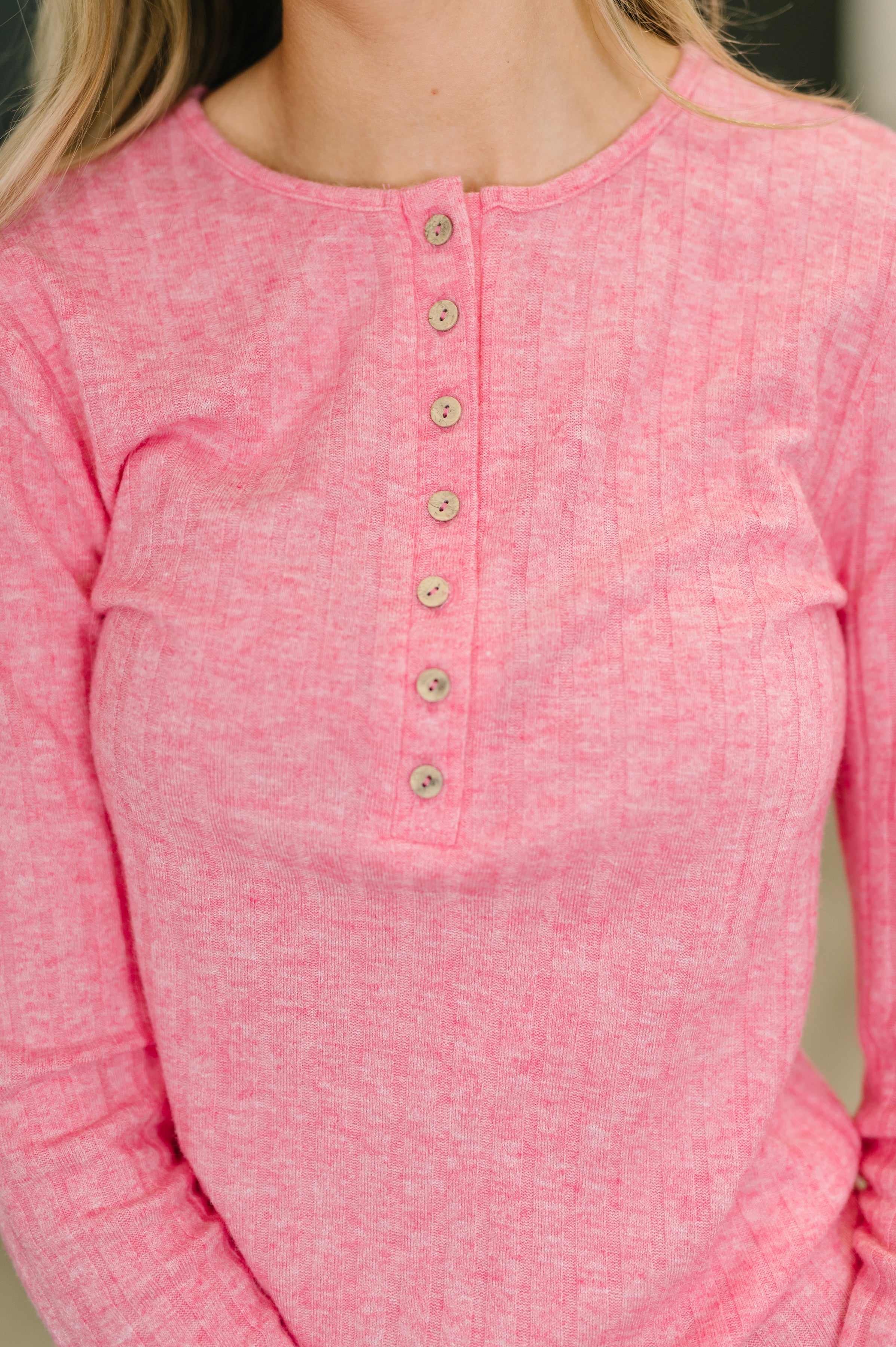 Ribbed Long Sleeve in Fuchsia-Womens-Stay Foxy Boutique, Florissant, Missouri