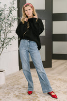 Right to the Core High Neck Pullover in Black-Womens-Stay Foxy Boutique, Florissant, Missouri