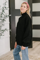 Right to the Core High Neck Pullover in Black-Womens-Stay Foxy Boutique, Florissant, Missouri