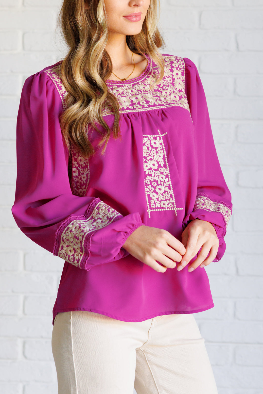 Rodeo Queen Embroidered Blouse-Tops-Stay Foxy Boutique, Florissant, Missouri
