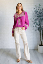 Rodeo Queen Embroidered Blouse-Blouses-Stay Foxy Boutique, Florissant, Missouri