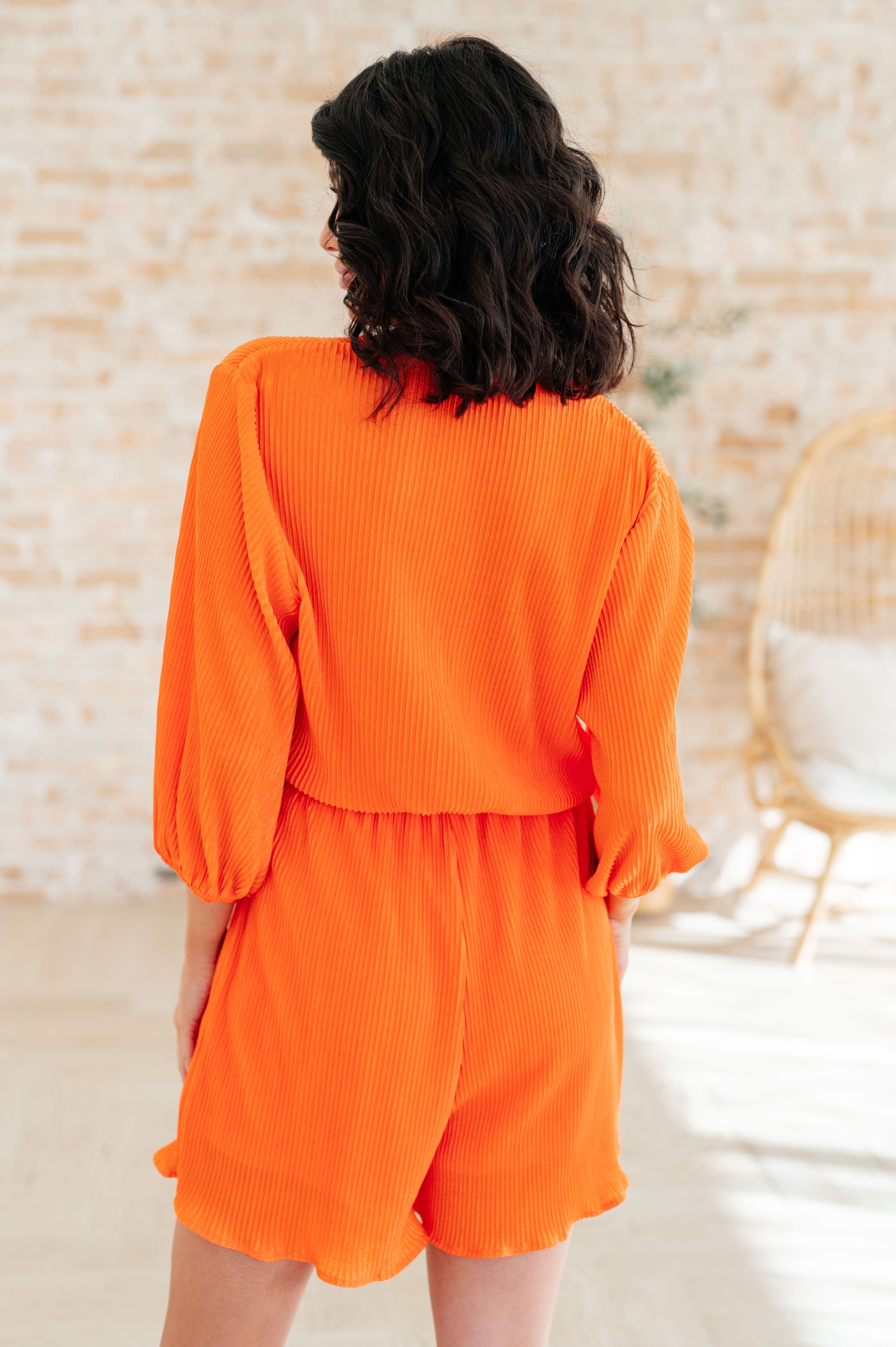 Roll With me Romper in Tangerine-Jumpsuits & Rompers-Stay Foxy Boutique, Florissant, Missouri