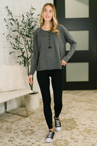 Rooftop View Raglan Sleeve Henley Top-Womens-Stay Foxy Boutique, Florissant, Missouri