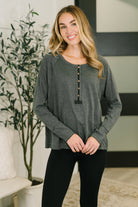 Rooftop View Raglan Sleeve Henley Top-Womens-Stay Foxy Boutique, Florissant, Missouri