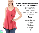 Pleated Spaghetti Strap Cami - Rose-Tank Top-Stay Foxy Boutique, Florissant, Missouri