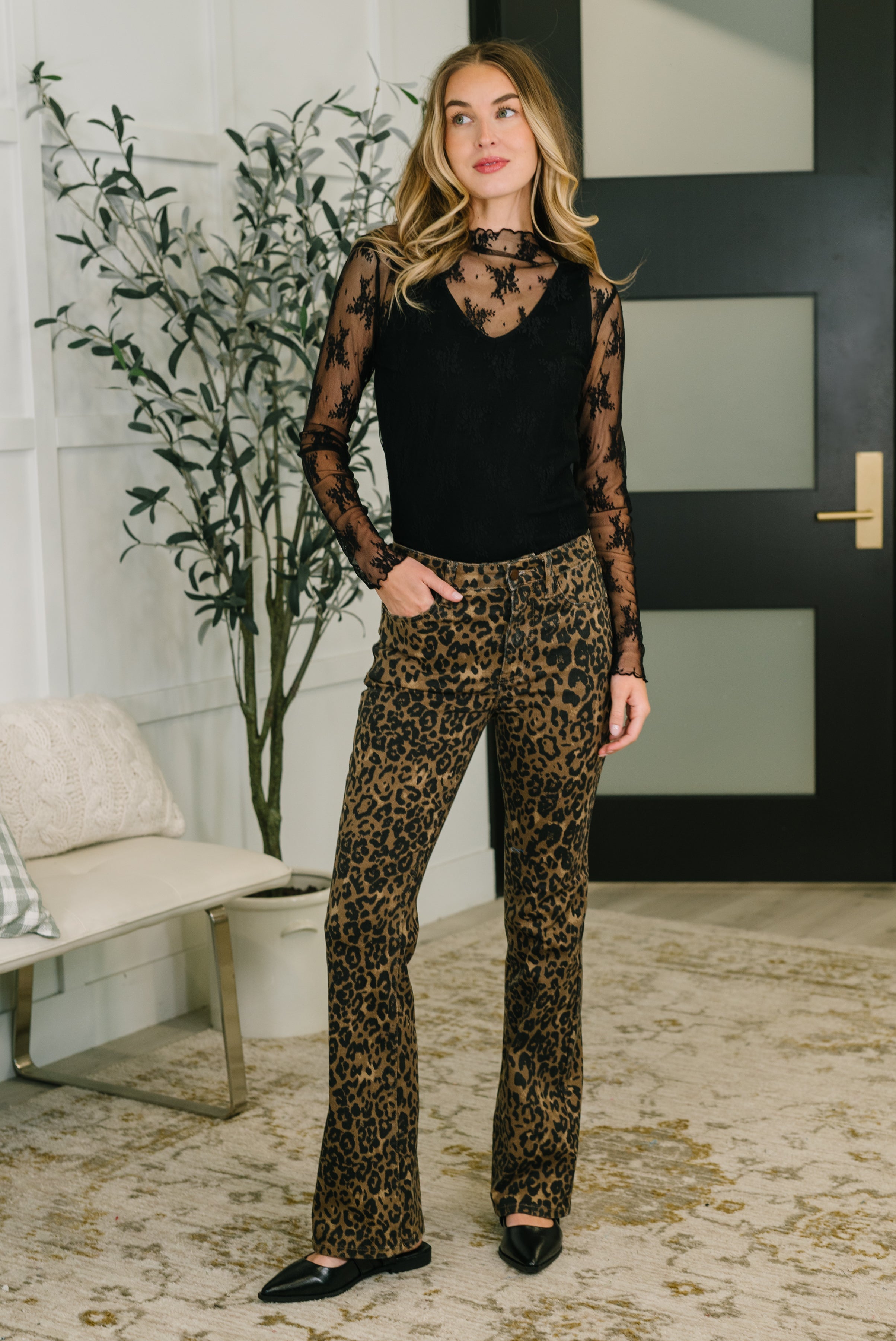 Roxy High Waist Bootcut Leopard Print-Womens-Stay Foxy Boutique, Florissant, Missouri