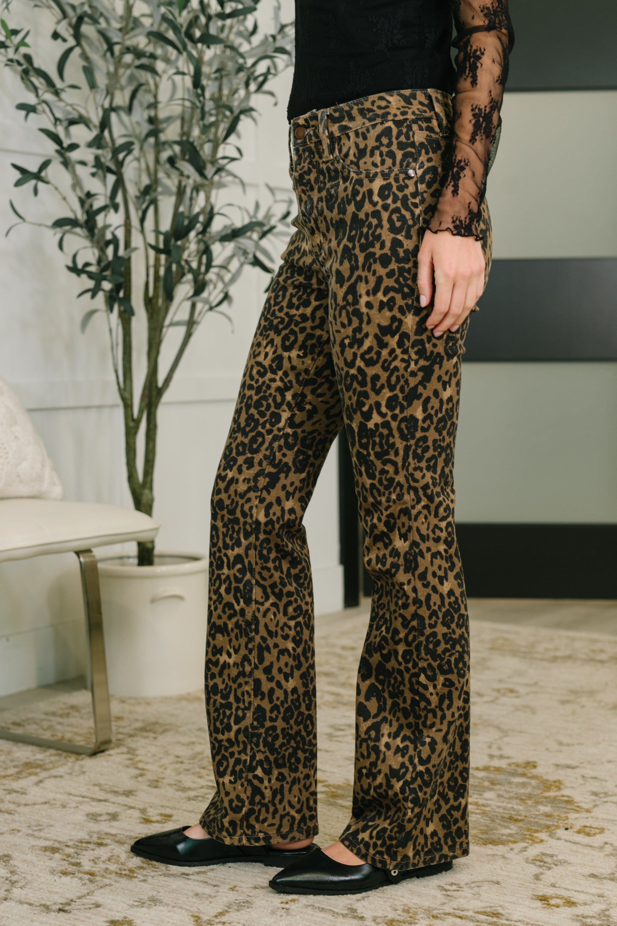Roxy High Waist Bootcut Leopard Print-Womens-Stay Foxy Boutique, Florissant, Missouri