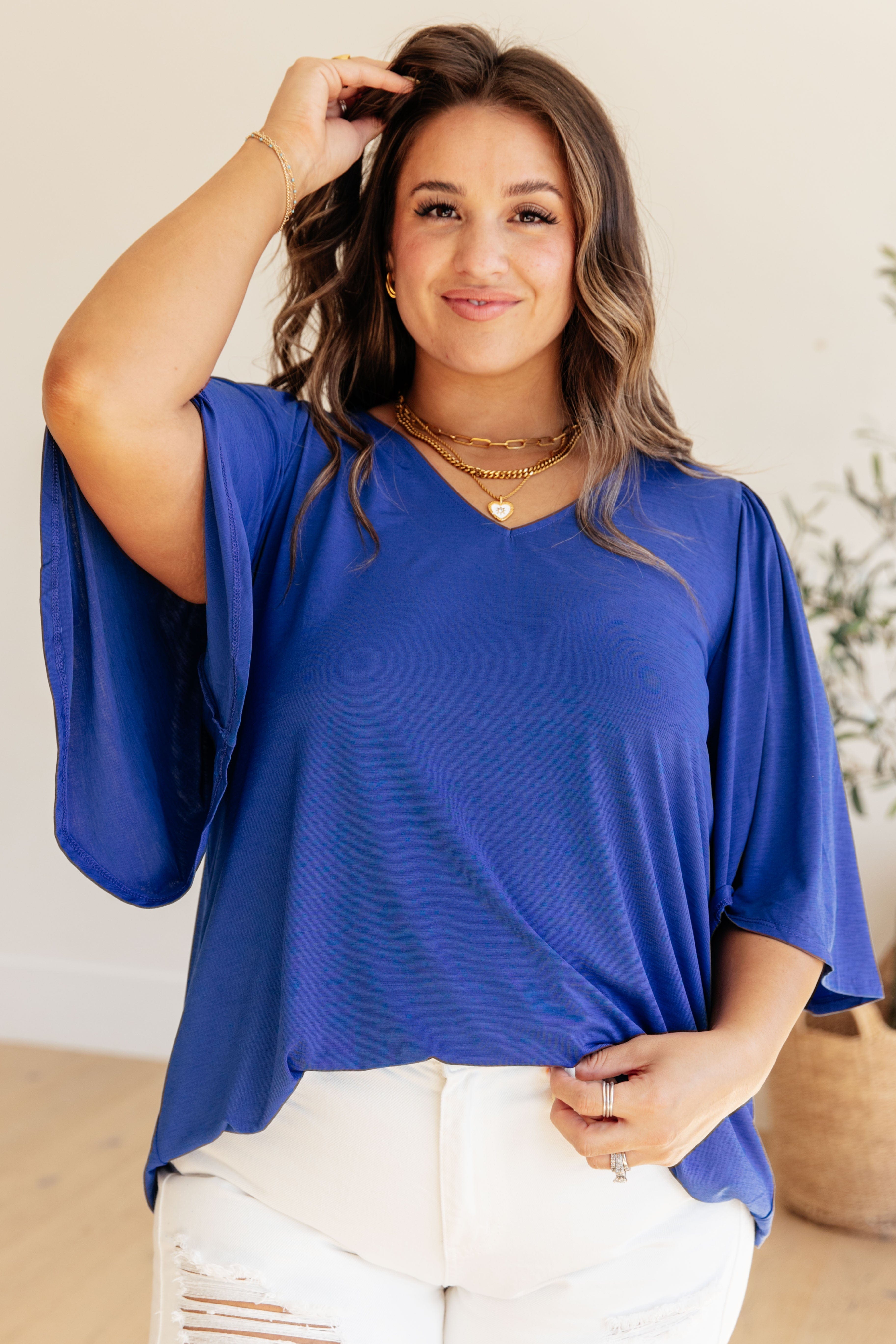 Cali Blouse in Royal Blue-Womens-Stay Foxy Boutique, Florissant, Missouri