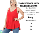 PLUS V-Neck/Scoop Neck Reversible Cami - Ruby-Tank Top-Stay Foxy Boutique, Florissant, Missouri