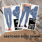 SKETCHED ROSE- DENIM PATTERN RUN - LEGGING/CAPRI-Stay Foxy Boutique, Florissant, Missouri