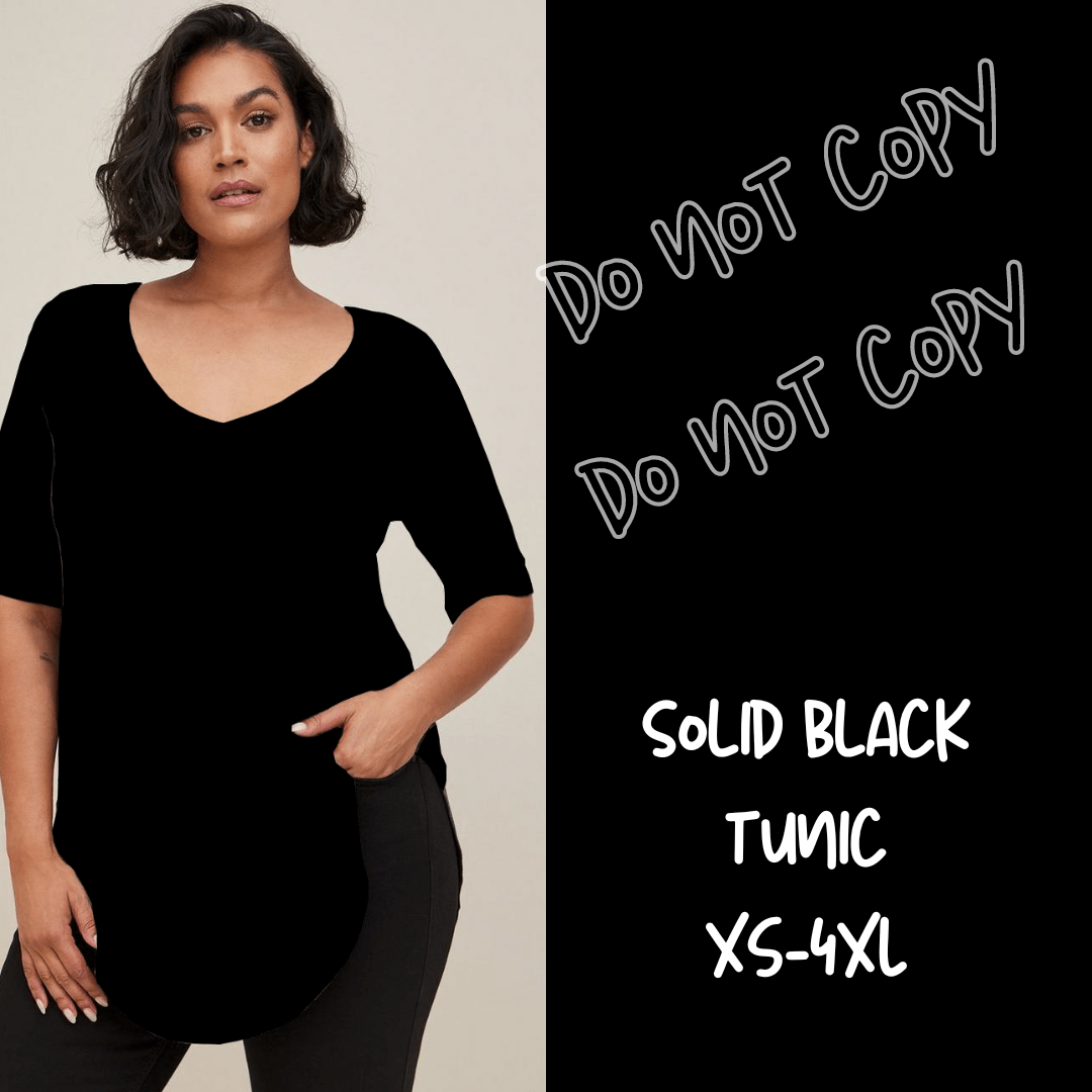 SOLID BLACK-V-NECK TUNIC-Shirt-Stay Foxy Boutique, Florissant, Missouri