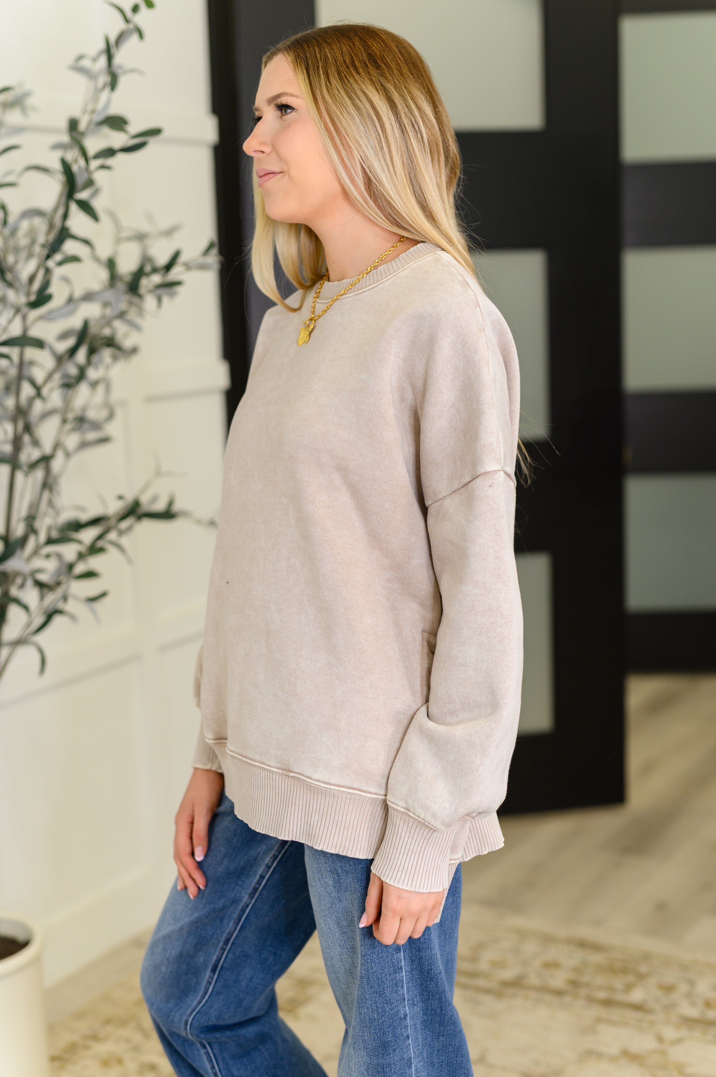 Safe and Secure Mineral Wash Pullover in Ash Mocha-Womens-Stay Foxy Boutique, Florissant, Missouri