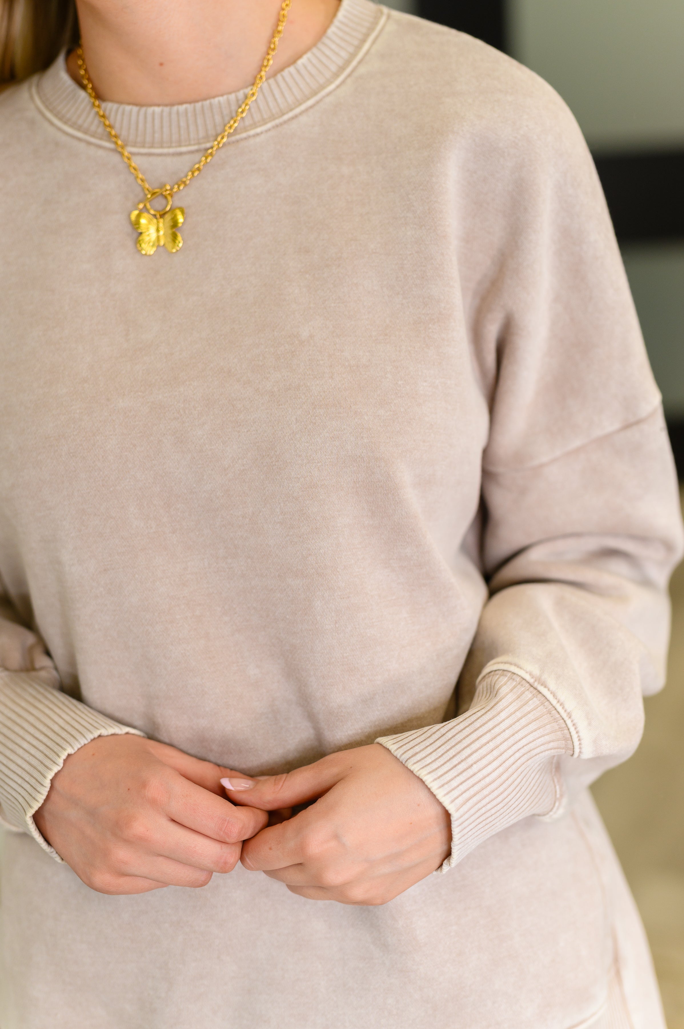Safe and Secure Mineral Wash Pullover in Ash Mocha-Womens-Stay Foxy Boutique, Florissant, Missouri