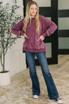 Safe and Secure Mineral Wash Pullover in Eggplant-Womens-Stay Foxy Boutique, Florissant, Missouri