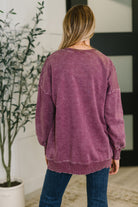Safe and Secure Mineral Wash Pullover in Eggplant-Womens-Stay Foxy Boutique, Florissant, Missouri