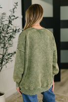 Safe and Secure Mineral Wash Pullover in Light Olive-Womens-Stay Foxy Boutique, Florissant, Missouri