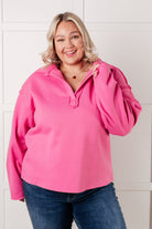 Same Ol' Situation Collared Pullover in Hot Pink-Tops-Stay Foxy Boutique, Florissant, Missouri