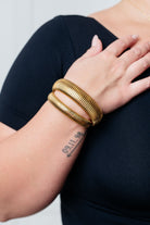 Sassy but Classy Ribbed Bangles in Gold Set of 3-Accessories-Stay Foxy Boutique, Florissant, Missouri