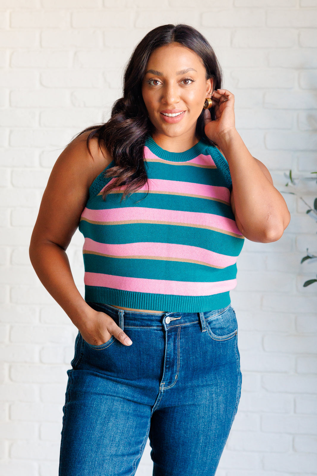 Scholarly Pursuits Knit Striped Tank-Tops-Stay Foxy Boutique, Florissant, Missouri