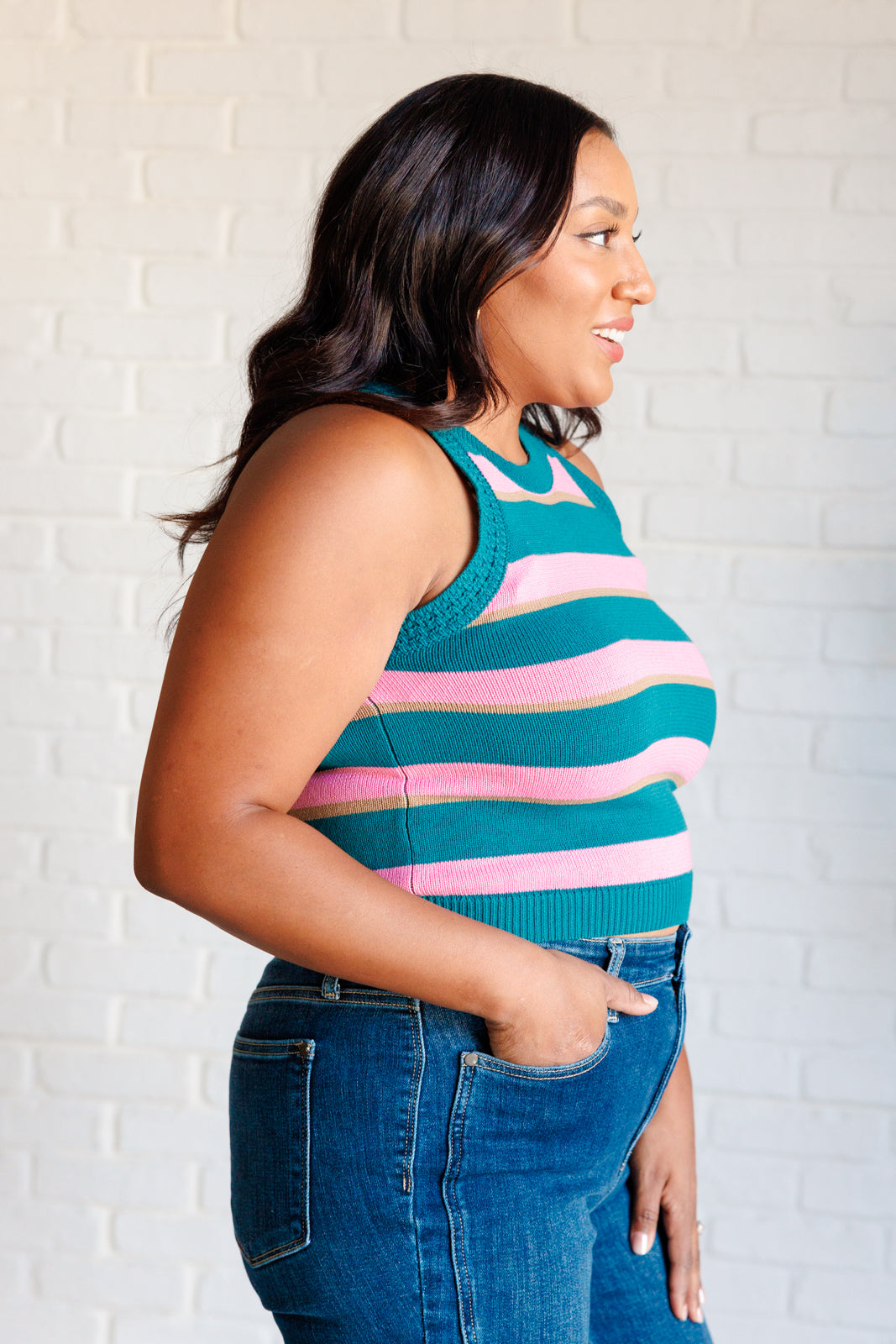 Scholarly Pursuits Knit Striped Tank-Tops-Stay Foxy Boutique, Florissant, Missouri