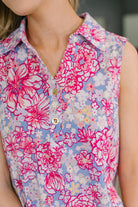 Sea Spray Collared Sleeveless Top in Falling Floral-Womens-Stay Foxy Boutique, Florissant, Missouri