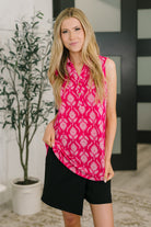 Sea Spray Collared Sleeveless Top in Floral Ikat-Womens-Stay Foxy Boutique, Florissant, Missouri