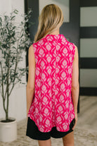 Sea Spray Collared Sleeveless Top in Floral Ikat-Womens-Stay Foxy Boutique, Florissant, Missouri